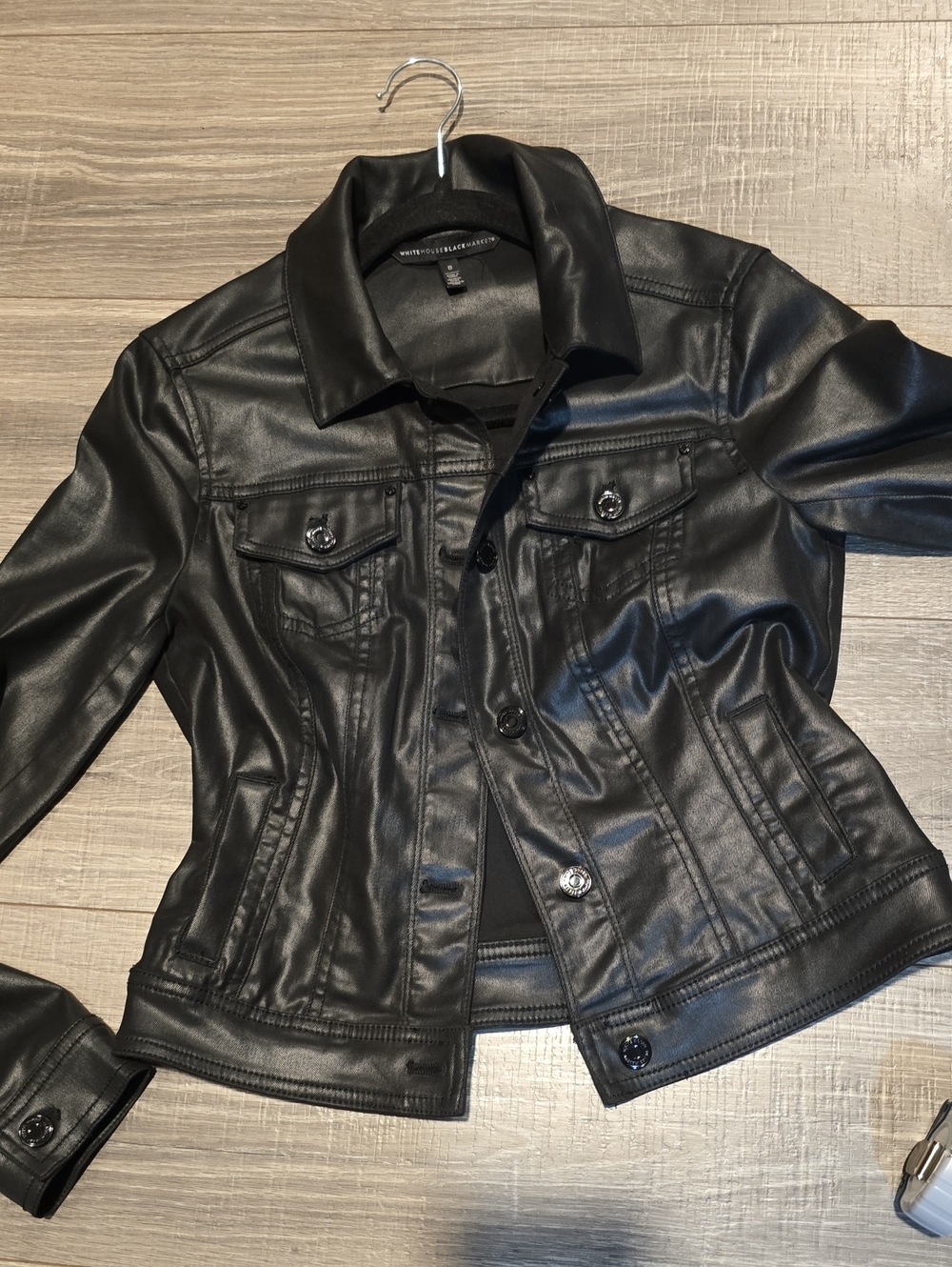 White House Black Market Faux Leather Jacket for Women. Size 0.